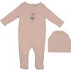 Ballerina Printed Footie and Beanie Set, Dusty Mauve - Footie Pajamas - 1 - thumbnail