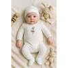 Ballerina Printed Footie and Beanie Set, Off White - Footie Pajamas - 2