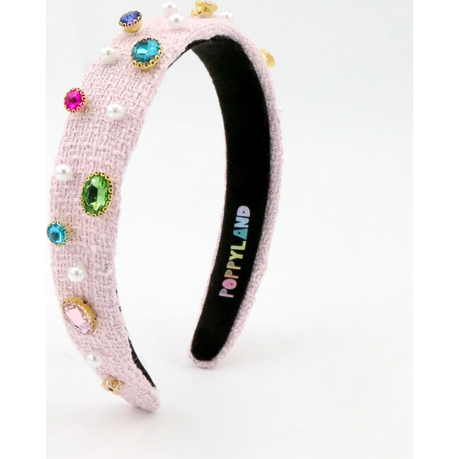 Pink Tweed Bejeweled Headband