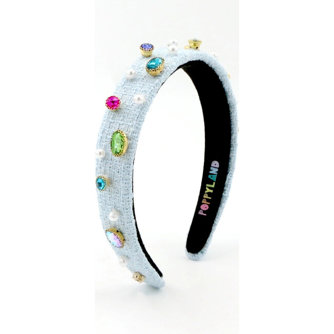 Blue Tweed Bejeweled Headband