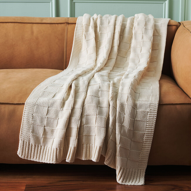 Yvette, 50 X 60, Beige, Cotton Throw - Throws - 2