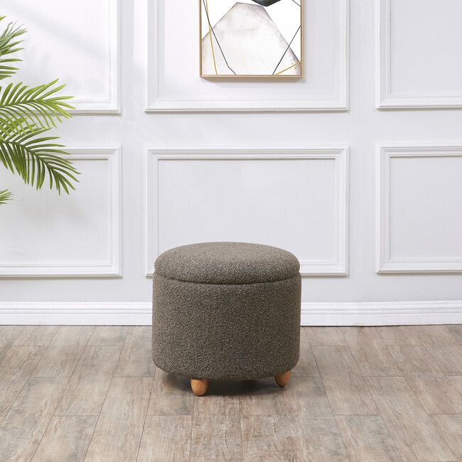 Mariabella Boucle Storage Ottoman / Dark Brown / Natural - Ottomans - 2