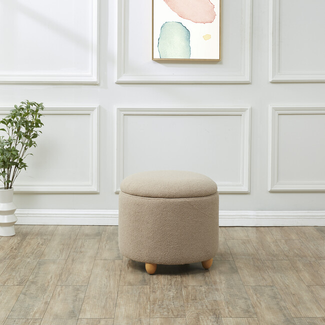 Mariabella Teddy Storage Ottoman / Brown / Natural - Ottomans - 2