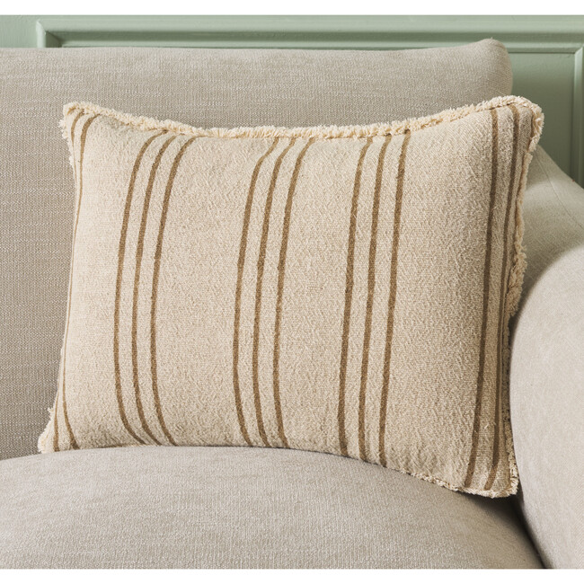 Rory, 14 X 20, Tan/Natural, Cotton Linen Lumbar Pillow - Decorative Pillows - 2