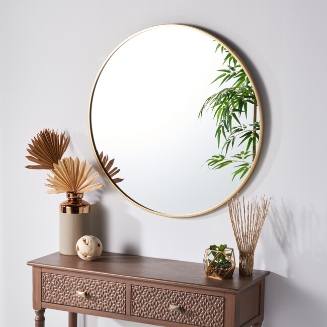 Rinlon, 30 Inch, Gold, Iron/Mdf Mirror - Mirrors - 2