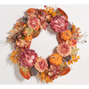 Faux 28 Inch Peony & Pumpkin Wreath with Pine Cones - Wreaths - 1 - thumbnail