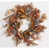 Faux 32 Inch, Brown/ Orange, Eucalyptus & Lotus Wreath with Pine Cones - Wreaths - 1 - thumbnail