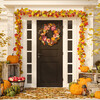 Faux 28 Inch Peony & Pumpkin Wreath with Pine Cones - Wreaths - 2