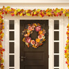 Faux 28 Inch Peony & Pumpkin Wreath with Pine Cones - Wreaths - 4
