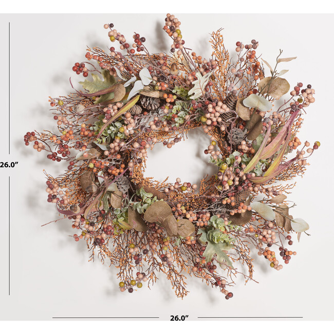 Faux 26 Inch Berry & Acorn Wreath - Wreaths - 3