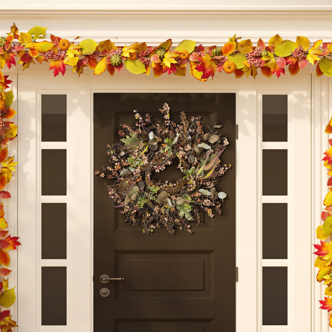 Faux 26 Inch Berry & Acorn Wreath - Wreaths - 4