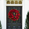 Faux 24 Inch Amaryllis & Magnolia Leaf Wreath - Wreaths - 4