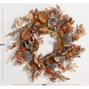 Faux 32 Inch, Brown/ Orange, Eucalyptus & Lotus Wreath with Pine Cones - Wreaths - 3