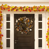 Faux 32 Inch, Brown/ Orange, Eucalyptus & Lotus Wreath with Pine Cones - Wreaths - 4