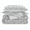 Floral Reversible Comforter Set, 144Tc, 100% Cotton, Blue Mist/Sage Green - Duvet Sets - 1 - thumbnail