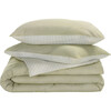 Stripe Reversible Comforter Set, 144Tc, 100% Cotton, Olive/White - Duvet Sets - 1 - thumbnail