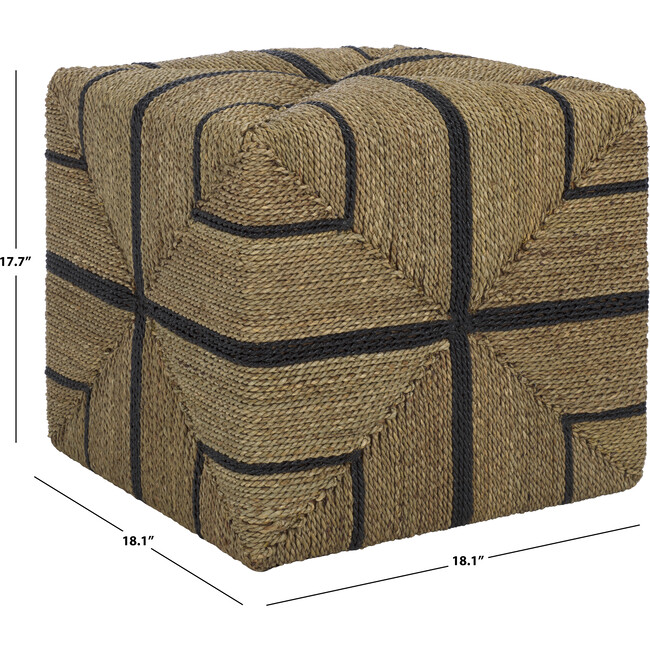 Liatasha Woven Seagrass Ottoman, Natural / Black - Ottomans - 3