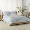 Floral Reversible Comforter Set, 144Tc, 100% Cotton, Blue Mist/Sage Green - Duvet Sets - 4