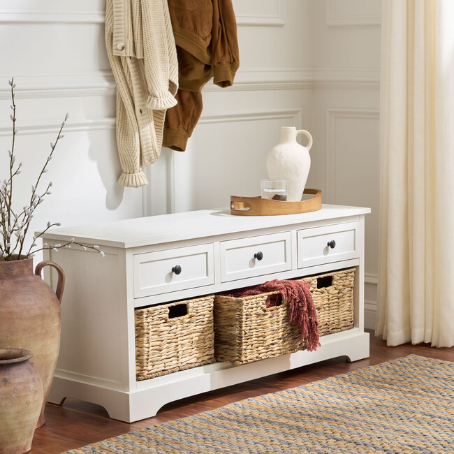 Damien 3 Drawer Storage Bench, Ivory - Storage - 2