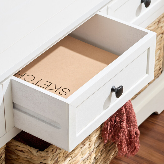 Damien 3 Drawer Storage Bench, Ivory - Storage - 4