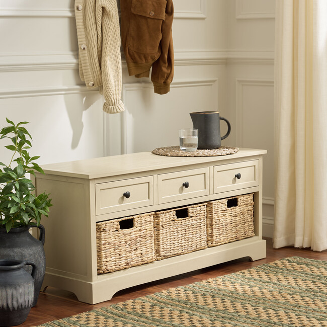 Damien 3 Drawer Storage Bench, Sand - Storage - 2