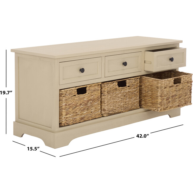 Damien 3 Drawer Storage Bench, Sand - Storage - 3