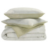 Stripe Reversible Comforter Set, 144Tc, 100% Cotton, Olive/White - Duvet Sets - 6