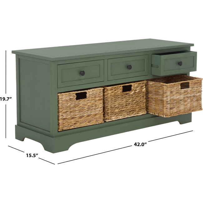 Damien 3 Drawer Storage Bench, Dusty Green - Storage - 3