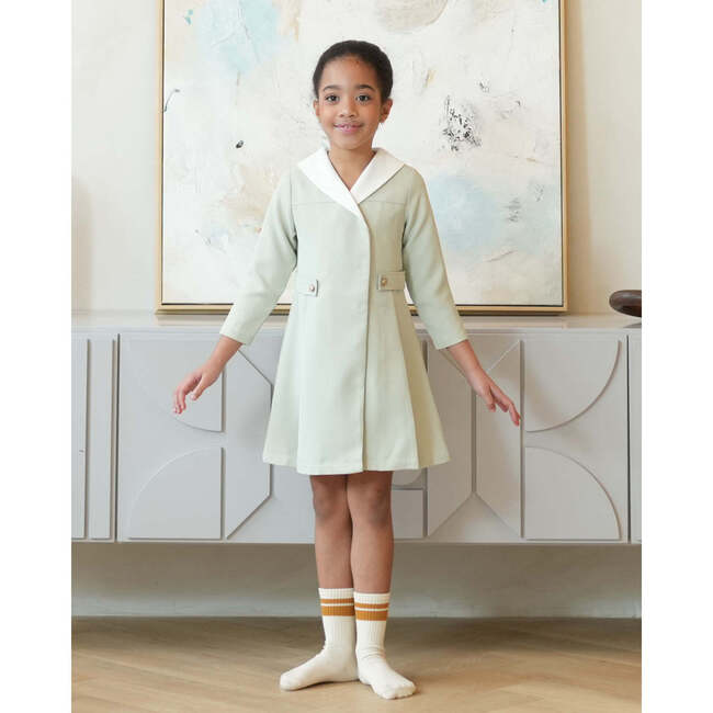 Zelie dress, dusty sage green tweed - Dresses - 3