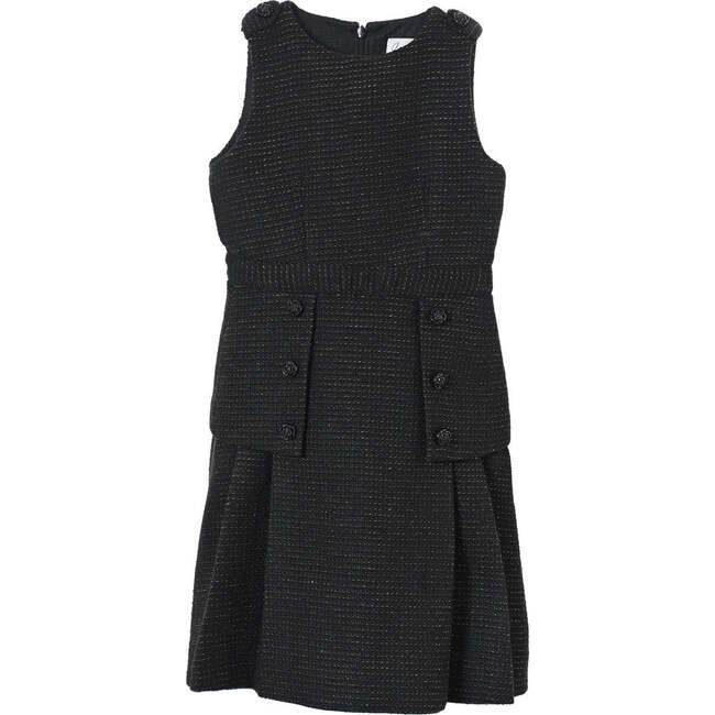 Daphne dress, black with gold metallic thread