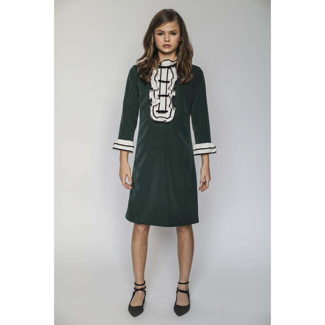 Antoinette ruffle bow dress, hunter green - Dresses - 3