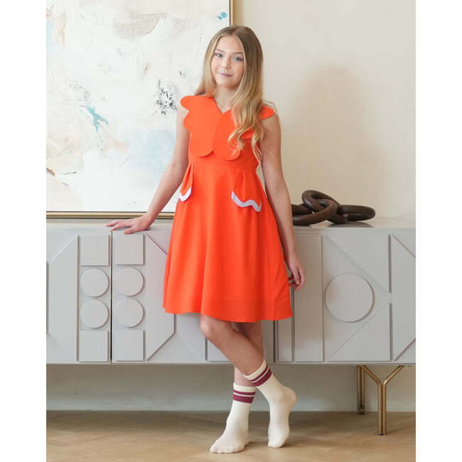 Colette Dress, Scarlet-Orange/Lavender - Dresses - 3