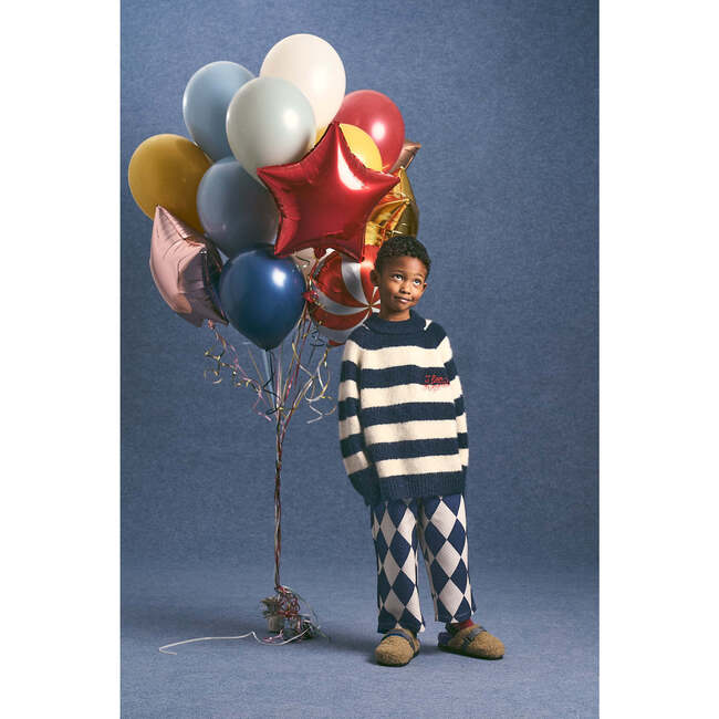 I LOVE KNIT, BLUE/IVORY