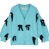BOW KNIT CARDIGAN, SKY BLUE - Cardigans - 1 - thumbnail