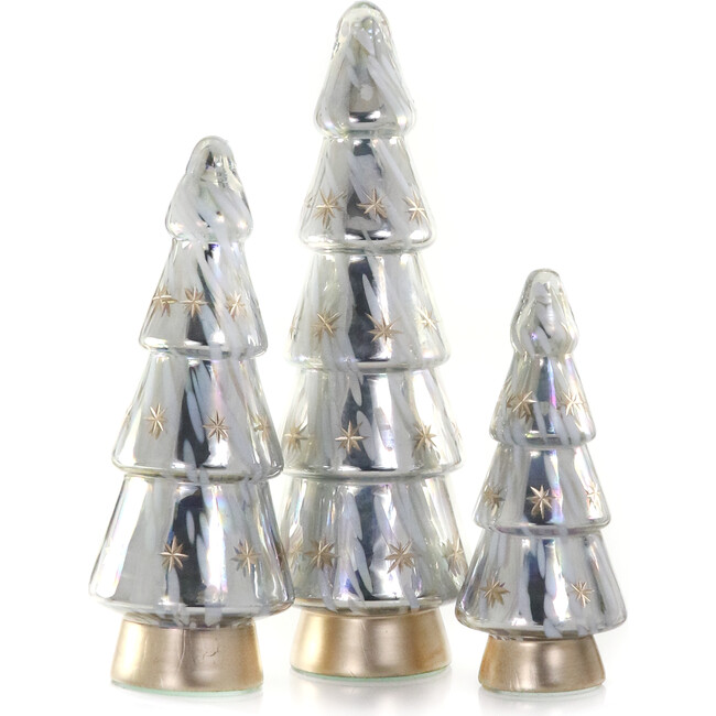 Midnight Snowfall Tree Ivory, Set of 3