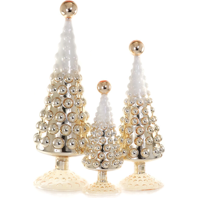 Frosted Hobnail Tree Gold, Set of 3
