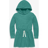 Kids Waffle Hoodie Drawstring Dress, Heather Sunwashed Teal - Dresses - 1 - thumbnail