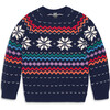 Kids Snowflake Fair Isle Sweater, Navy Rainbow - Sweaters - 1 - thumbnail