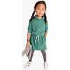Kids Waffle Hoodie Drawstring Dress, Heather Sunwashed Teal - Dresses - 2