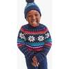 Kids Snowflake Fair Isle Sweater, Navy Rainbow - Sweaters - 2