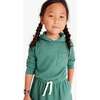 Kids Waffle Hoodie Drawstring Dress, Heather Sunwashed Teal - Dresses - 3