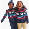Kids Snowflake Fair Isle Sweater, Navy Rainbow - Sweaters - 3