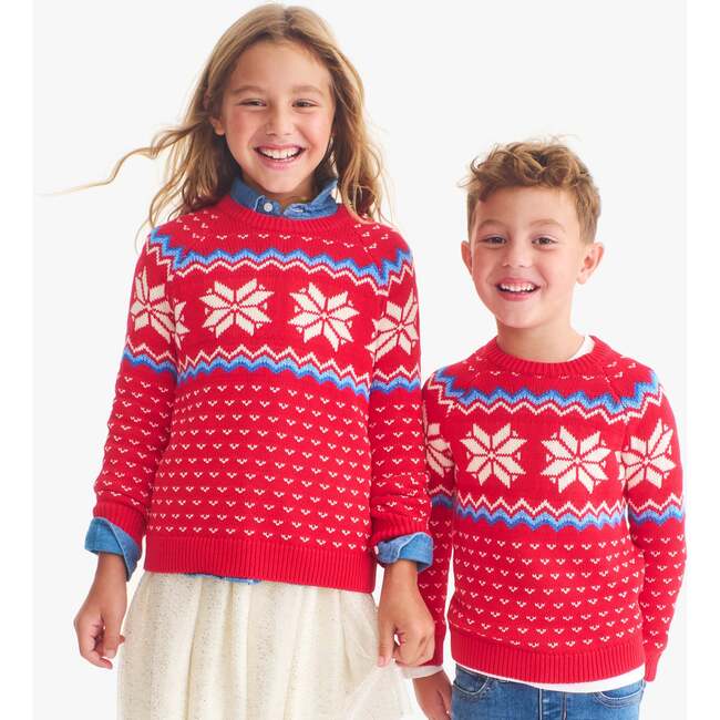Kids Snowflake  Fair Isle Sweater, Lollipop - Sweaters - 2