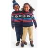 Kids Snowflake Fair Isle Sweater, Navy Rainbow - Sweaters - 4