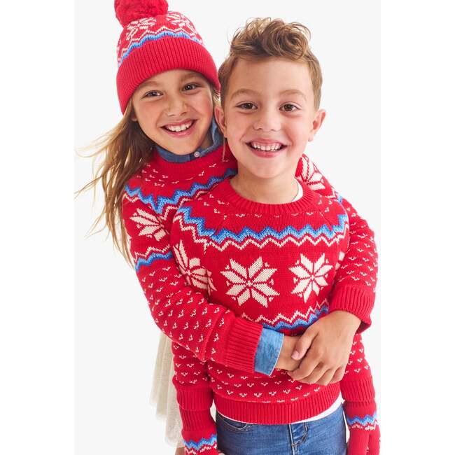 Kids Snowflake  Fair Isle Sweater, Lollipop - Sweaters - 3