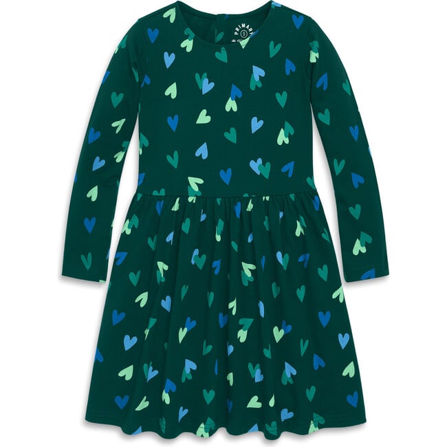Kids Long Sleeve Perfect Pocket Dress, Ivy Confetti Hearts
