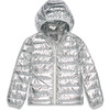 Kids Lightweight Puffer Jacket, Silver - Coats - 1 - thumbnail