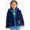 Kids Reversible Fleece Puffer Jacket, Blueberry/Navy - Coats - 4