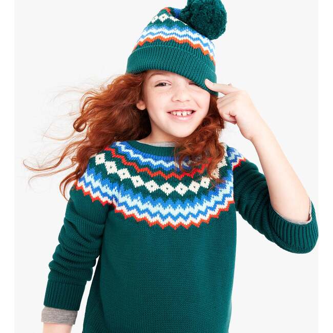 Kids Fair Isle Sweater, Spruce Rainbow - Sweaters - 2