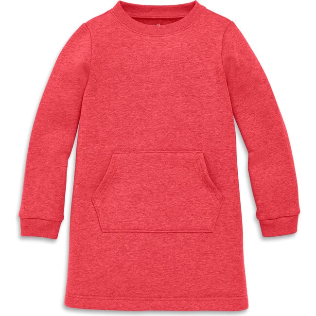Kids Cozy Fleece Sweatshirt Dress, Heather Cherry